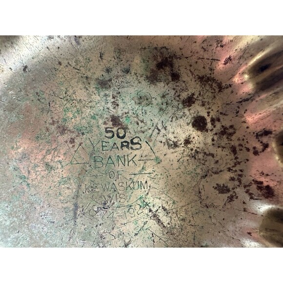 1924 ESG Quadruple Plate 24K Gold Lined 50 Years Bank of Kewaskum Crinkle Bowls - Picture 9 of 13